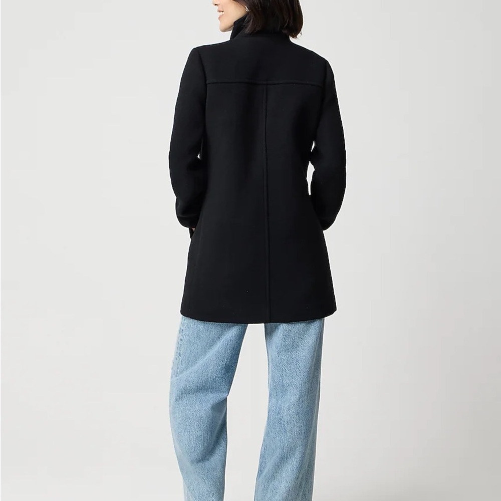 NWT J. Crew Factory Petite City Coat with Button Neck Size 6P Black - Picture 2 of 5